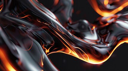 abstract hard smoky background, crystal style, black and orange colors