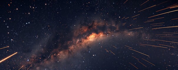 Meteor shower in the night sky - obrazy, fototapety, plakaty