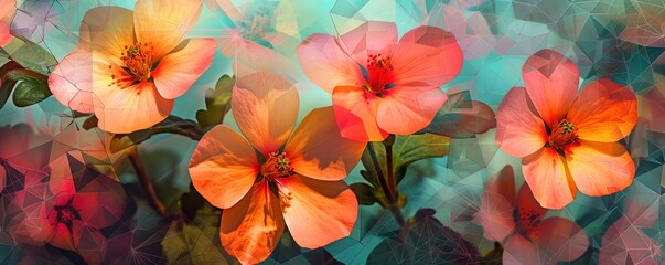 Abstract floral art with geometric background