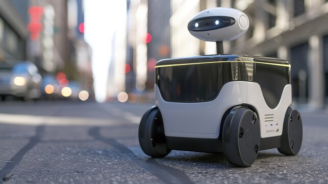 Mobile robot delivering orders. The mobile robot, a modern solution for seamless order delivery, brings together innovation and convenience to redefine the customer experience.