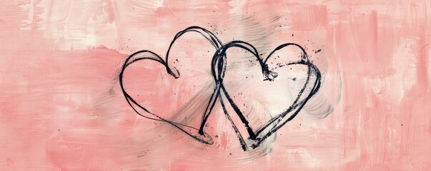 Abstract painting of intertwined hearts