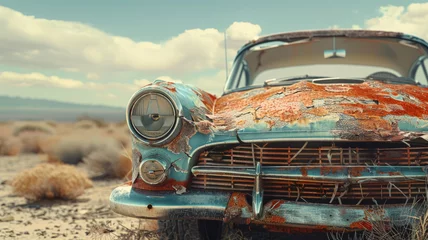  Photo of old rusty car in desert. © SashaMagic