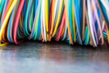 Colorful fibre cable or optics wires close-up - 775255267