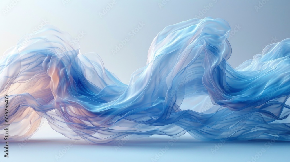 Aufkleber abstract soft blue wave background with 3d render style