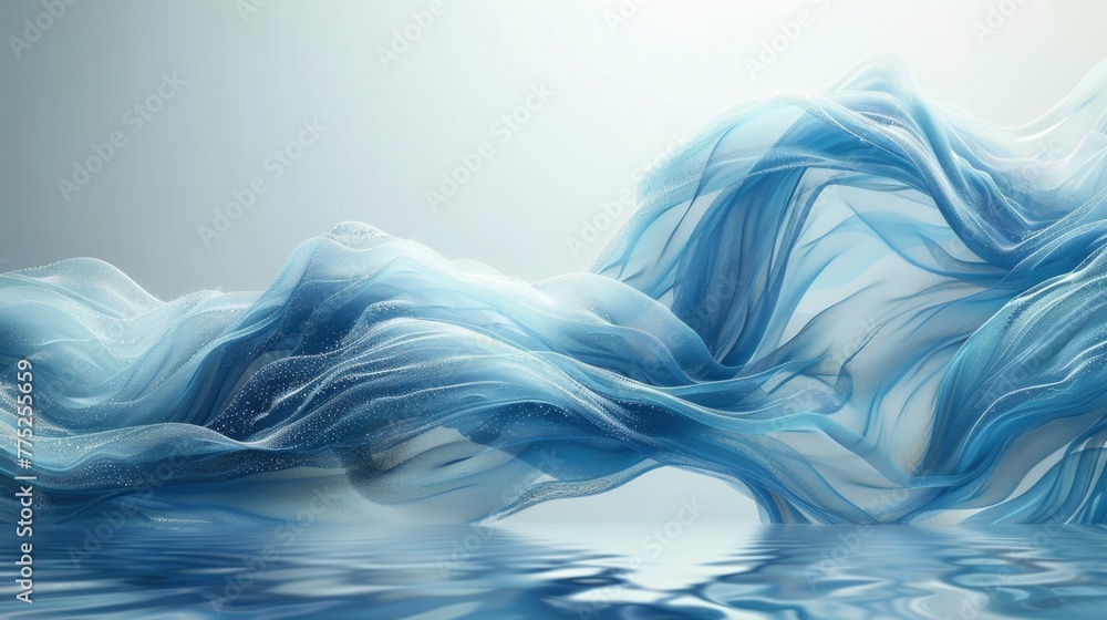 Poster transparent blue waves background with dynamic flow