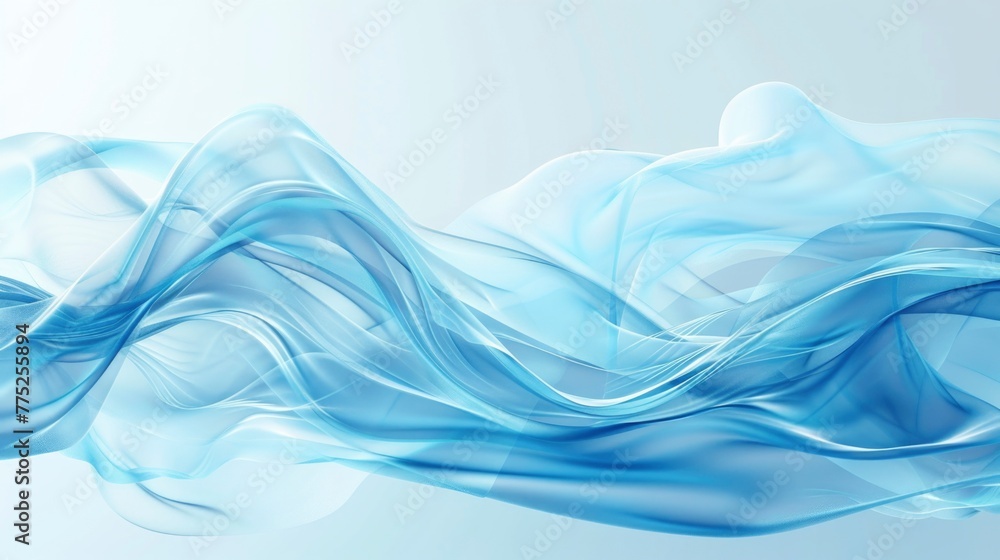 Poster transparent blue waves background with dynamic flow, 3d render style for business and technology con