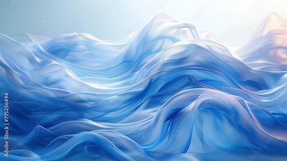 Aufkleber abstract soft blue wave background with 3d render style