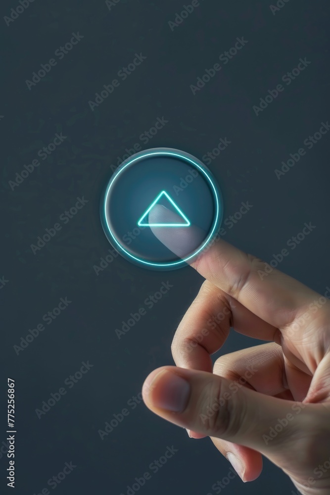 Aufkleber a hand holding a button with a triangle symbol