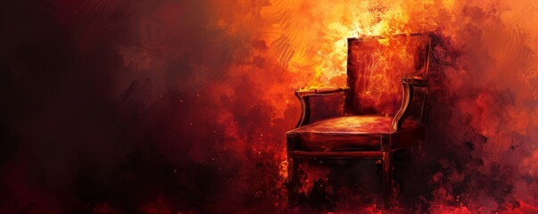 Abstract fiery chair on a red background