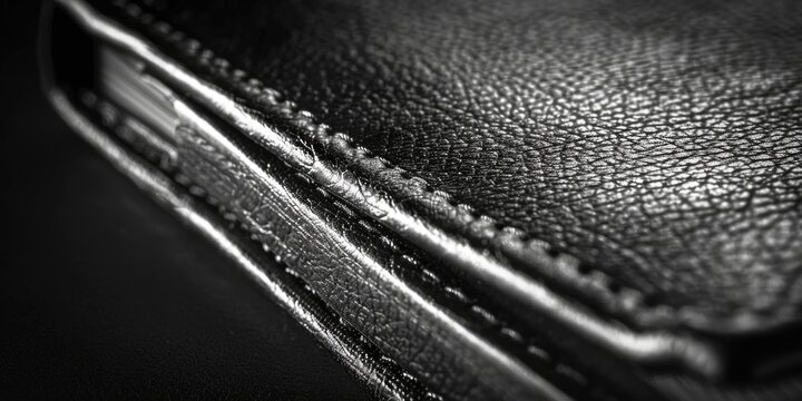 A black and white photo of a wallet, suitable for financial concepts