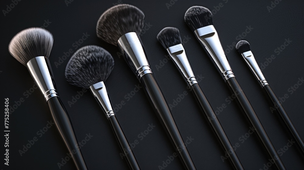 Poster group of brushes on a table, suitable for art and craft projects