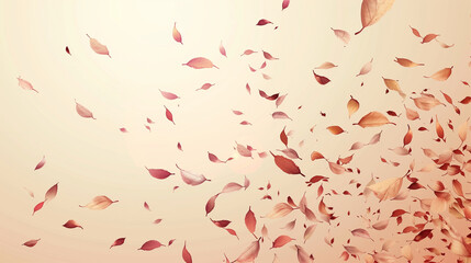 Abstract vector art background with scattered falling leaves, symbolising loss and the passage of time, muted autumn colours - obrazy, fototapety, plakaty