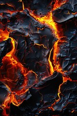 Detailed view of a surface covered in lava, suitable for geological and volcanic themes
