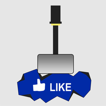 illustration of a like button with a hammer as the cursor
