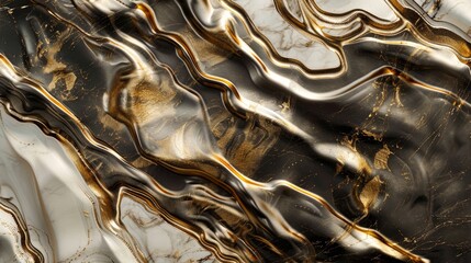 A sophisticated 3D fusion of dark golden hues and white, creating a strikingly luxurious and elegant wallpaper