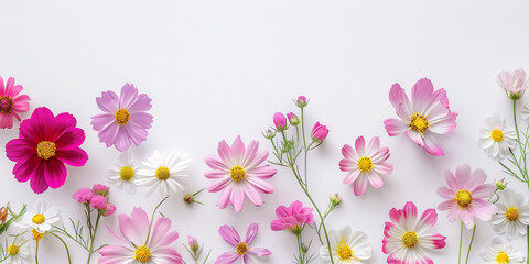Naklejka na ściany i meble Spring flowers on white background