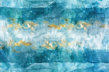 Vibrant abstract painting with gold and blue colors. Perfect for art enthusiasts or interior designers - obrazy, fototapety, plakaty
