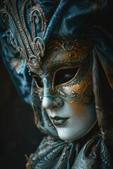 Close up of a person wearing a mask, suitable for healthcare concepts