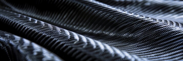 Close-up of black carbon fiber weave showcasing the intricate pattern and sleek technology material