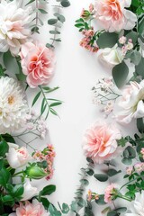 Beautiful pink and white flowers surrounded by lush greenery, perfect for various design projects