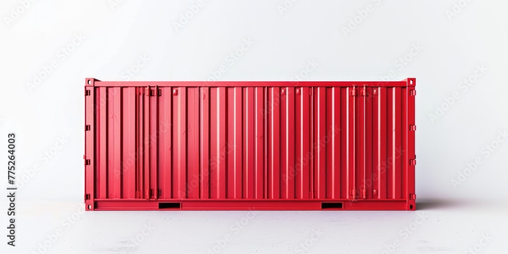 Poster a red container sitting on a white floor. suitable for various industrial concepts