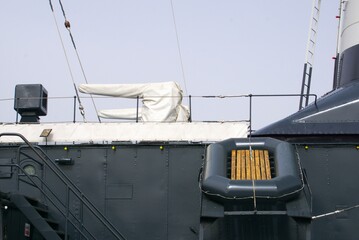 rubber lifeboat on a ship