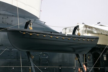wooden lifeboat on a ship