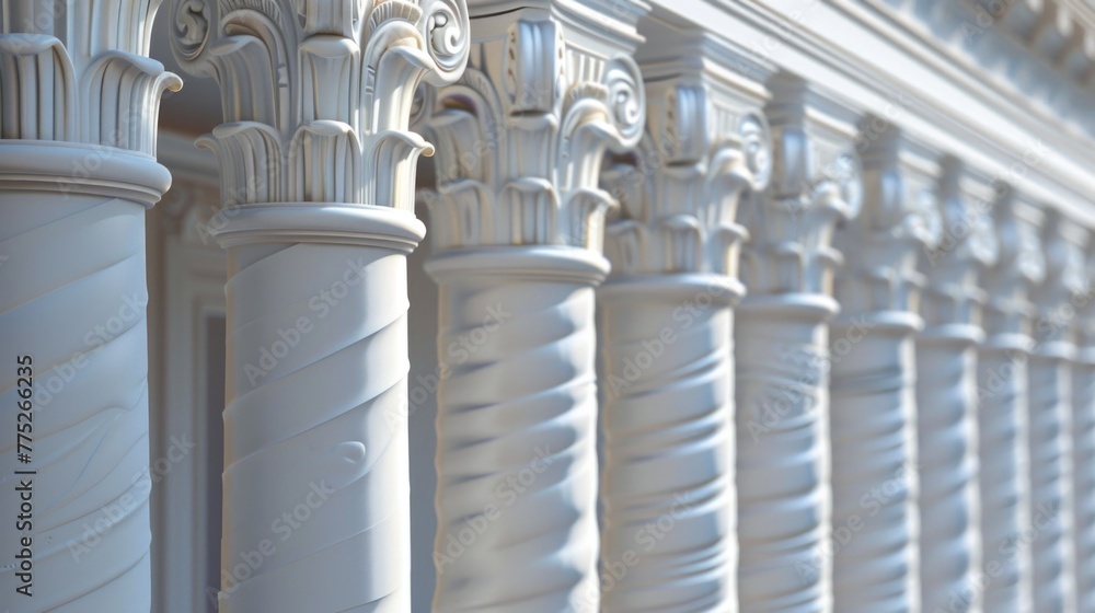 Poster Detailed view of a building with columns. Ideal for architectural projects
