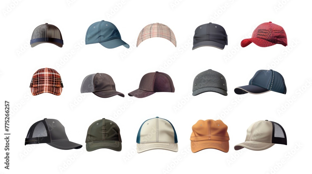 Poster assorted hats in various vibrant colors, perfect for fashion or event concepts