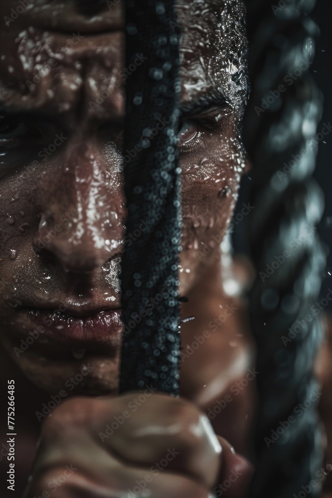 Poster A close up of a person holding a chain. Suitable for various concepts and designs