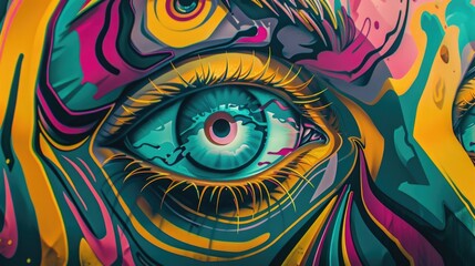 Close up view of a painting of an eye, suitable for artistic projects - obrazy, fototapety, plakaty