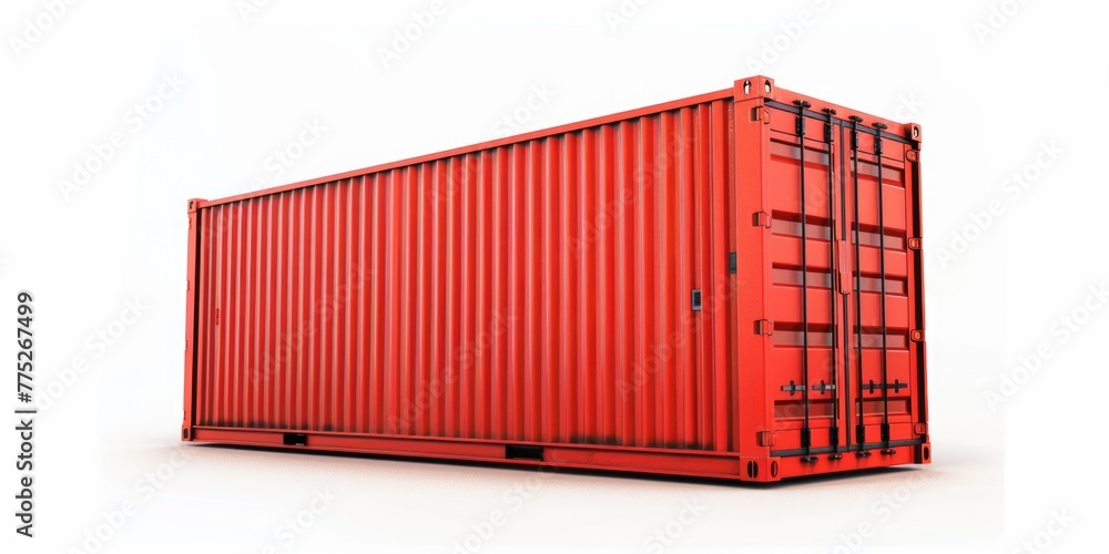 Poster A red container placed on a white surface. Suitable for various concepts