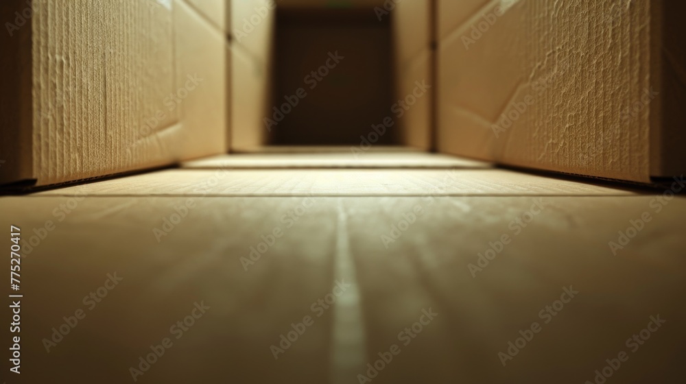 Poster A detailed view of a box on the floor. Suitable for various concepts and design projects