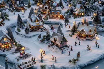 Enchanting Christmas Village with Snowy Roofs