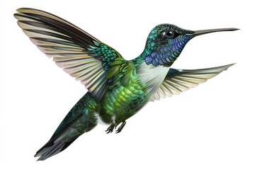 Obraz premium A beautiful hummingbird flying with spread wings. Perfect for nature and wildlife themes