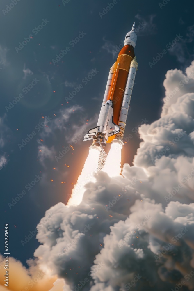 Aufkleber A space shuttle taking off into the sky. Perfect for science and technology concepts