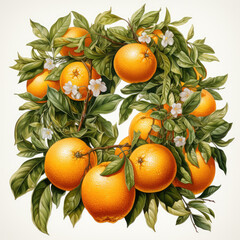 watercolor Oranges Cocktail Wreaths clipart, Generative Ai