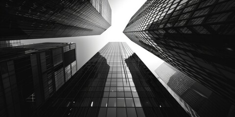 A monochromatic image showcasing tall buildings. Ideal for urban design projects - obrazy, fototapety, plakaty
