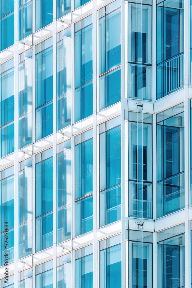 Aufkleber A tall building with many windows and balconies. Suitable for architectural design concepts