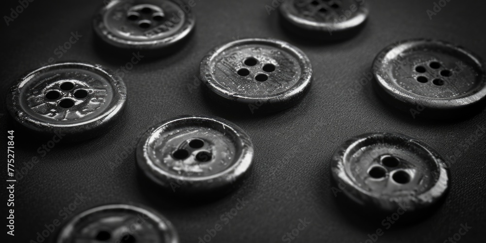 Aufkleber a collection of buttons neatly arranged on a table. ideal for crafts or sewing projects