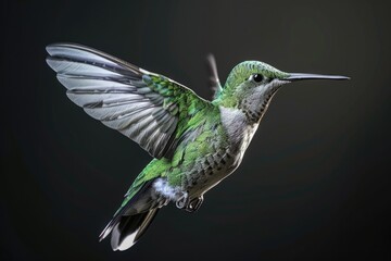 Obraz premium A hummingbird flying in the air. Suitable for nature and wildlife concepts