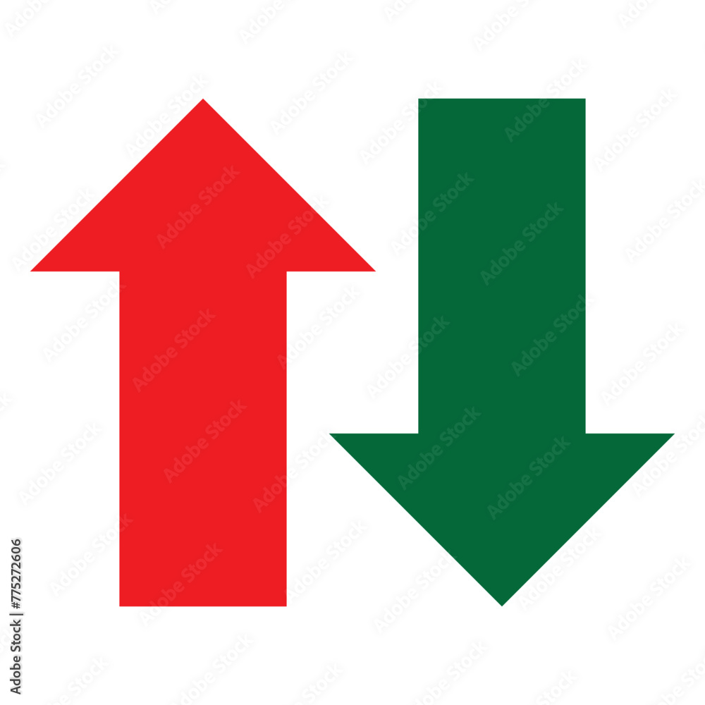 Poster up and down arrow vector isolated. green down and red down up vector illustration. 11:11