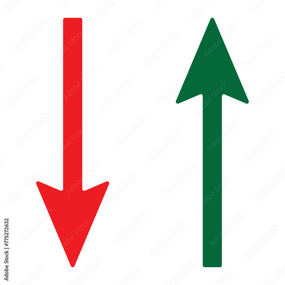 Poster Up and down arrows set. Green up and red down arrows. 
