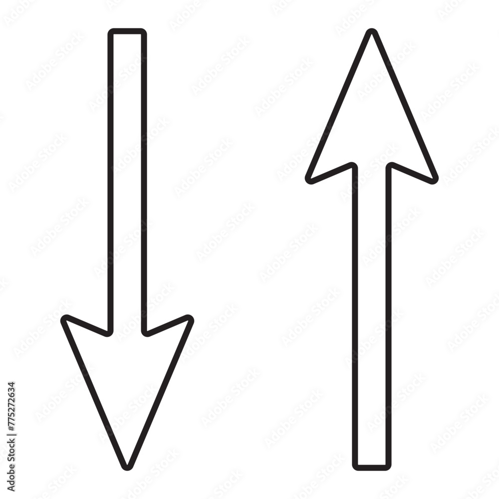 Poster up and down arrows line icon. linear style two way arrow direction icon.
