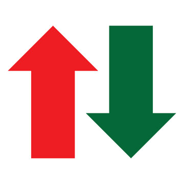 Up and down arrow vector isolated. Green down and red down up vector illustration. 11:11
