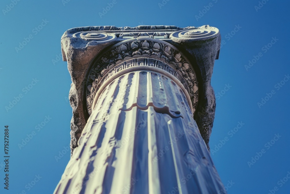 Poster close-up of a column with a beautiful sky background. suitable for architectural and outdoor themes