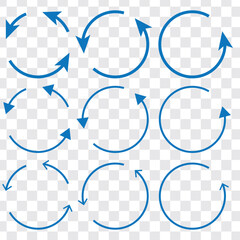 Circle arrows set isolated. Circular rotation loading elements. Vector elements. 11:11 - obrazy, fototapety, plakaty