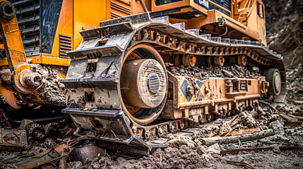 Heavy Industrial Machinery Working at Construction Site