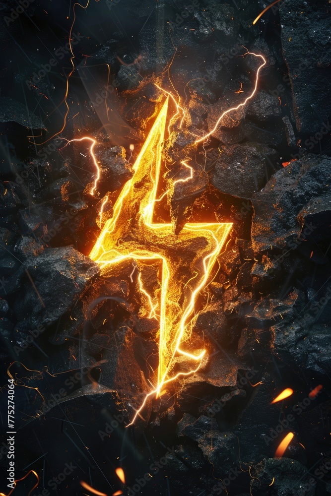 Aufkleber A unique lightning bolt in the shape of a letter. Can be used for design projects.