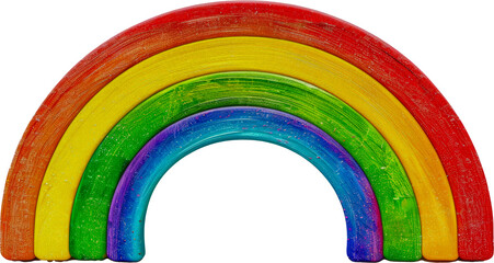 Wooden rainbow arch cut out on transparent background